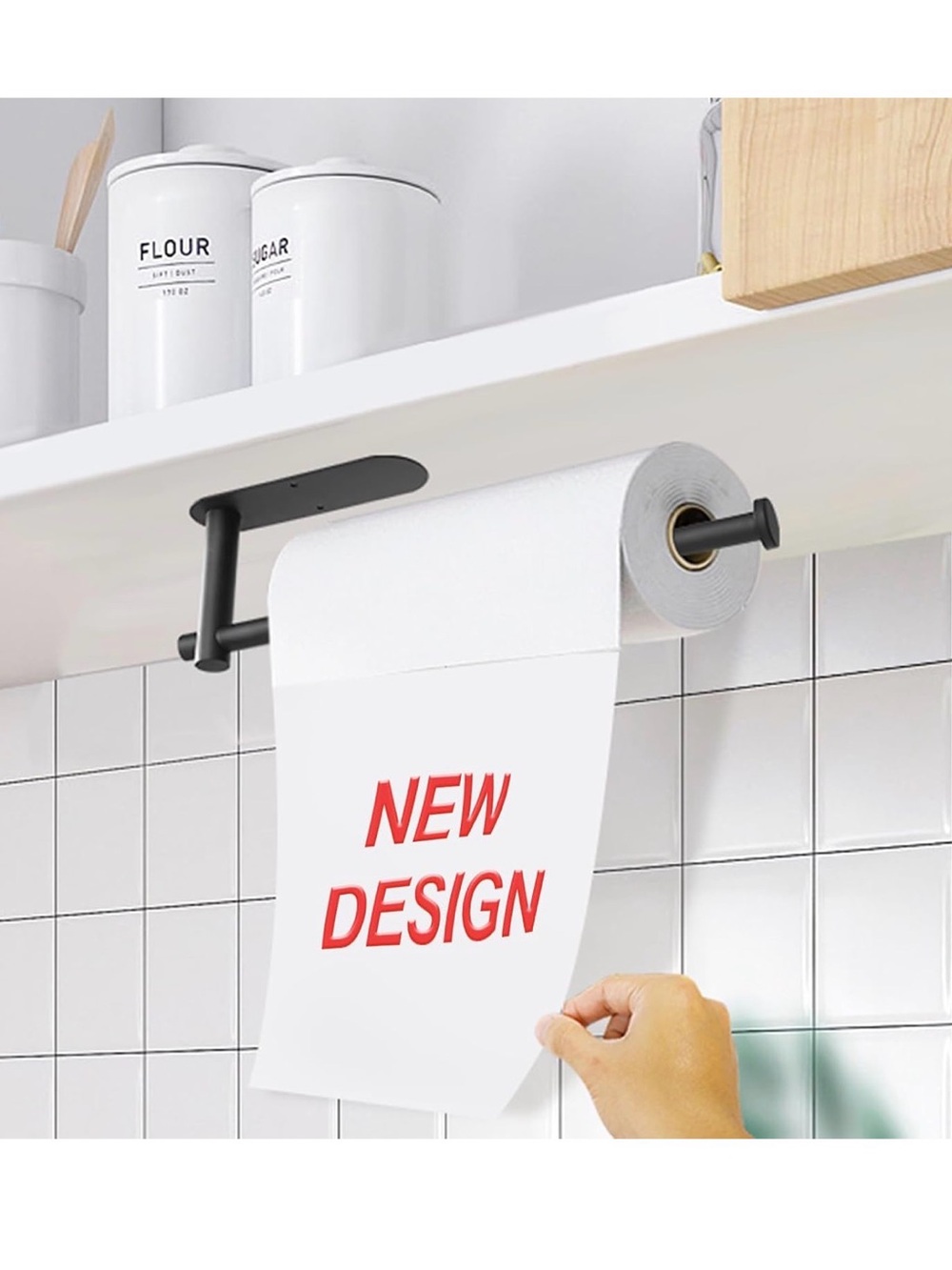 Paper Towel Holder Black Matte Kitchen Self Adhesive No Drill Wall Mount NEW A4